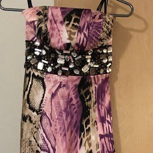Purple Animal Print Prom Dress (Beaded)